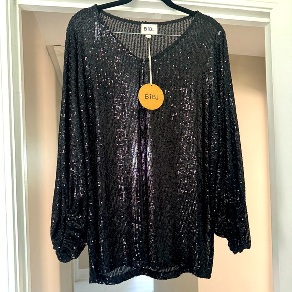 BiBi Black Sequins Top - Picture 1 of 2